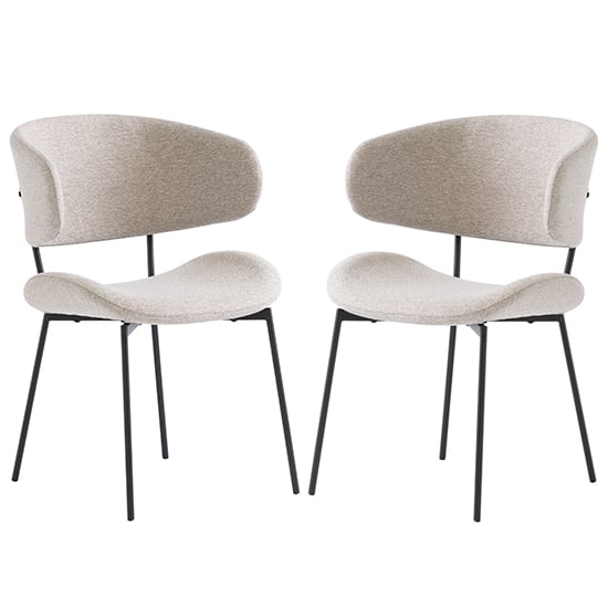 Wera Linen Fabric Dining Chairs With Black Legs In Pair