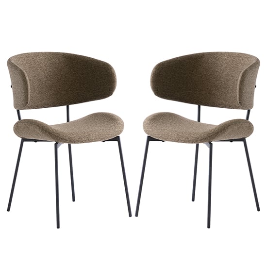 Read more about Wera olive green fabric dining chairs with black legs in pair