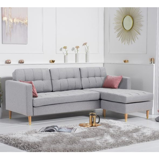 BrUKet Velvet Right Handed Chaise Corner Sofa In Grey Furniture in