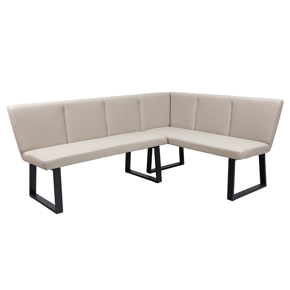 Wesin Faux Leather Corner Dining Bench in Stone