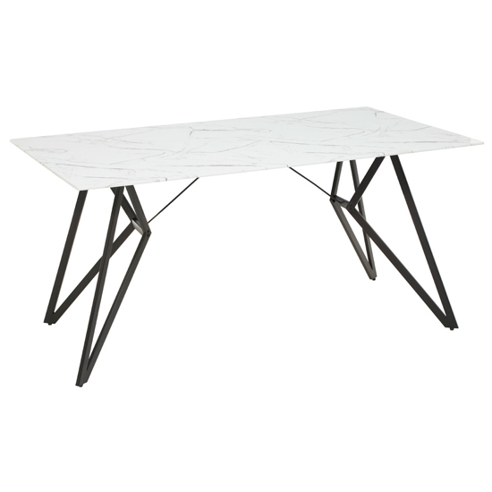 Wesko Glass Top Dining Table In White With 6 Grey Leather Chairs
