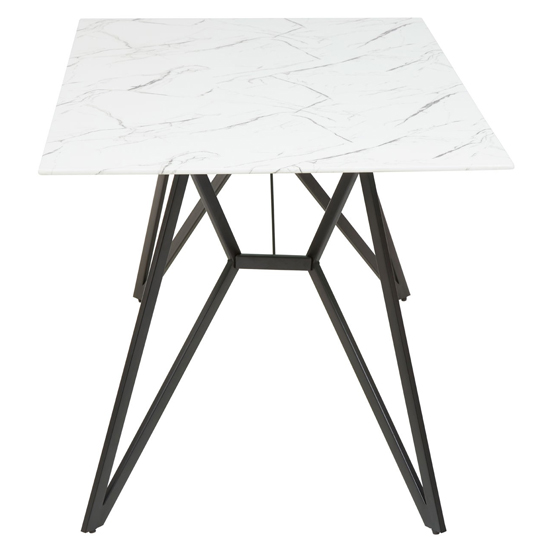 Wesko Glass Top Dining Table In White With 6 Grey Leather Chairs