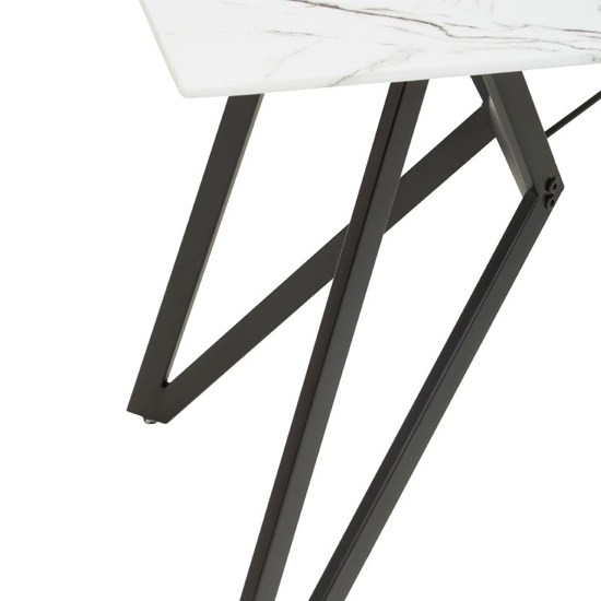 Wesko Glass Top Dining Table In White With 6 Grey Leather Chairs