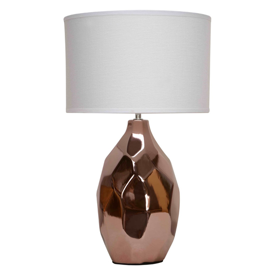 Weskon Ivory Fabric Shade Table Lamp With Copper Ceramic Base | Furniture in Fashion