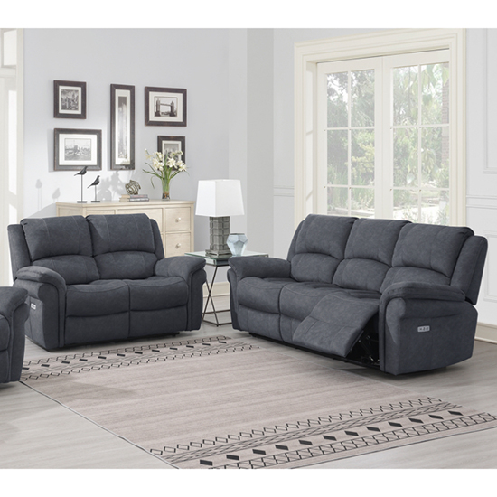 Read more about Wesley fabric electric recliner 2 + 3 seater sofa set in grey