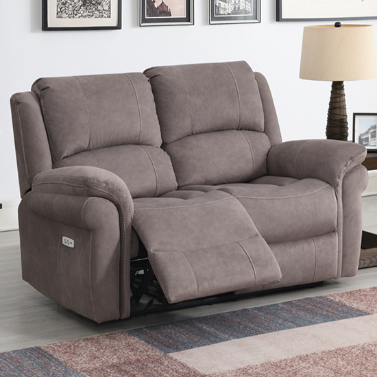 Read more about Wesley fabric electric recliner 2 seater sofa in clay