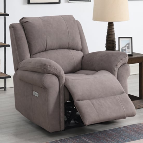 Product photograph of Wesley Fabric Electric Recliner Armchair In Clay from Furniture in Fashion