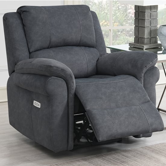 Product photograph of Wesley Fabric Electric Recliner Armchair In Grey from Furniture in Fashion