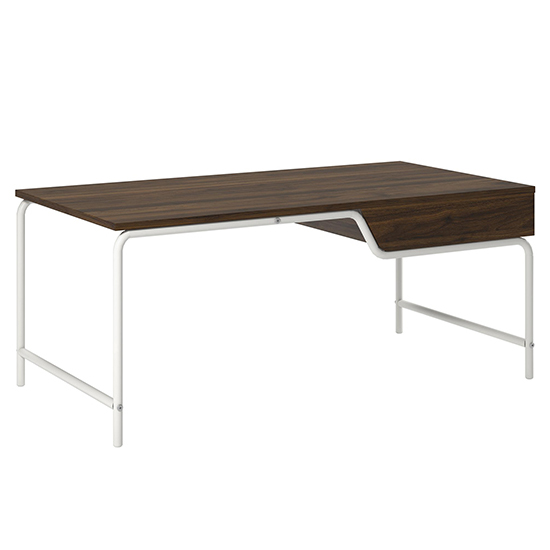 Westar Wooden Coffee Table With White Metal Frame In Walnut