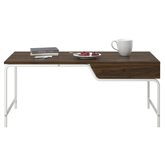 Westar Wooden Coffee Table With White Metal Frame In Walnut