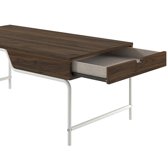 Westar Wooden Coffee Table With White Metal Frame In Walnut