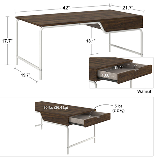 Westar Wooden Coffee Table With White Metal Frame In Walnut
