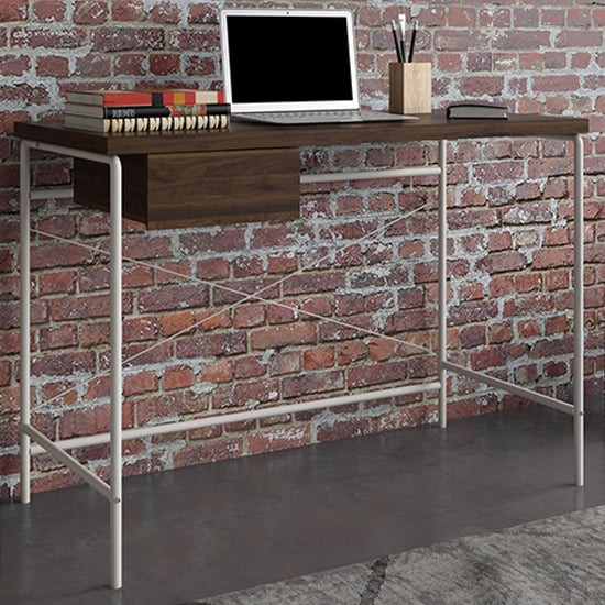 Photo of Westar wooden laptop desk with white metal frame in walnut