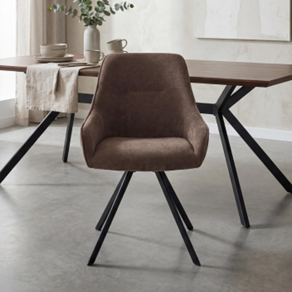 Westbrook Brown Fabric Dining Chairs in Pair