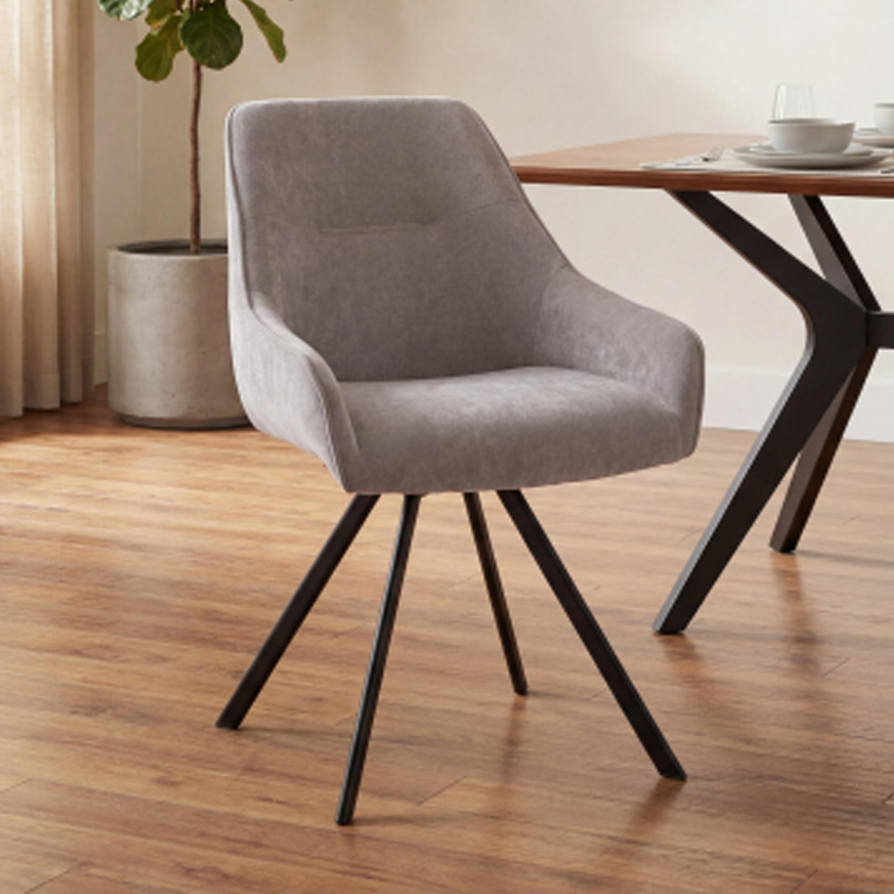 Westbrook Dark Oatmeal Fabric Dining Chairs in Pair