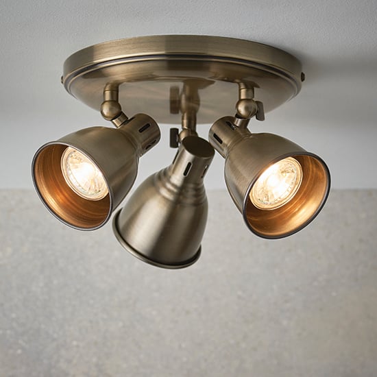 Westbury LED 3 Lights Round Spotlight In Antique Brass