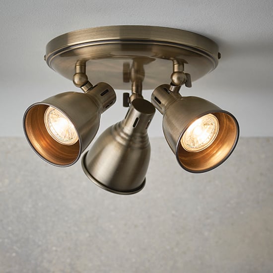 Product photograph of Westbury Led 3 Lights Round Spotlight In Antique Brass from Furniture in Fashion