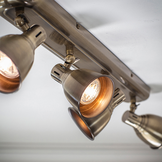 Westbury LED 4 Lights Plate Spotlight In Antique Brass_5