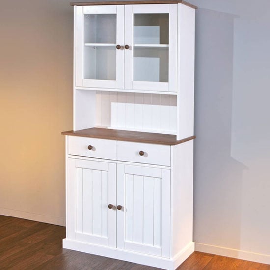 Westerland 4 Door Display Cabinet In White And Oak With 2 Drawer_2