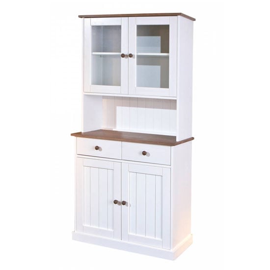 Westerland 4 Door Display Cabinet In White And Oak With 2 Drawer_3