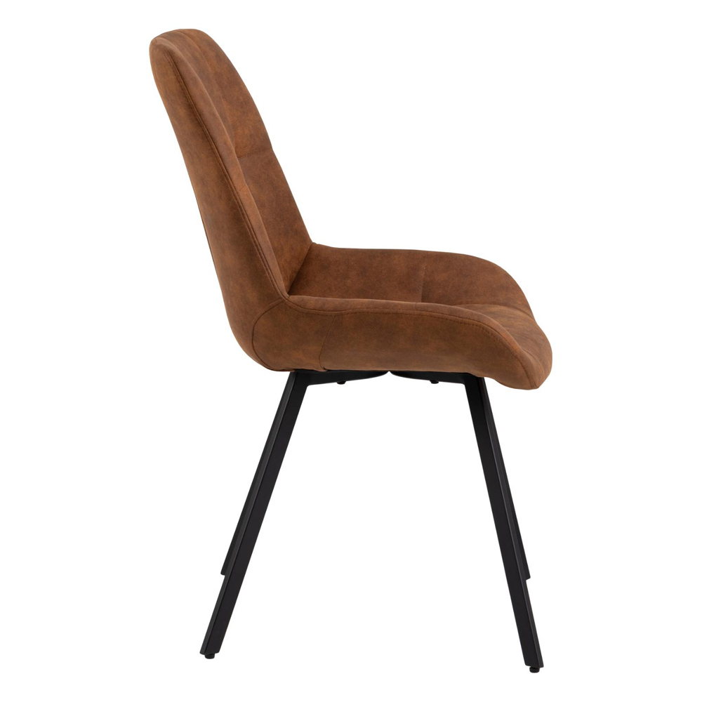 Westerly Camel Fabric Dining Chairs With Black Legs In Pair