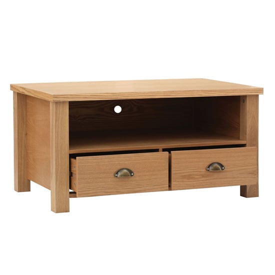 Westic Wooden TV Stand With 2 Drawers In Natural