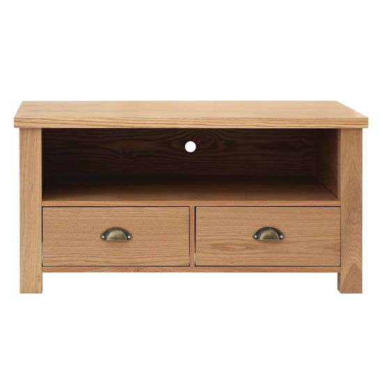 Westic Wooden TV Stand With 2 Drawers In Natural