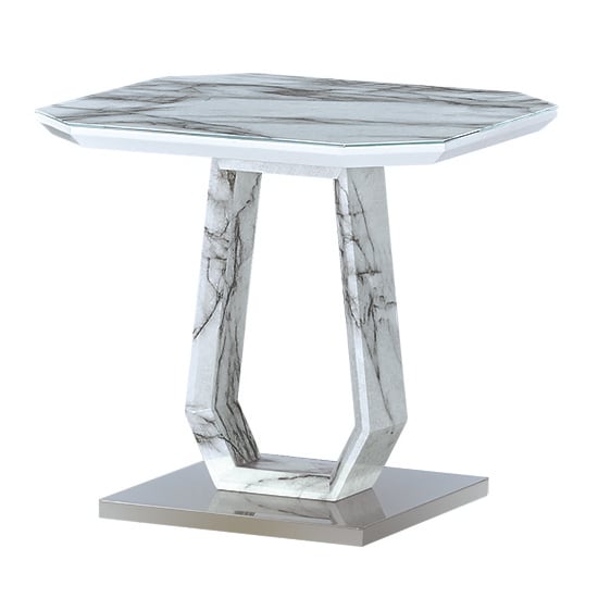 Photo of Wantu marble effect glass lamp table