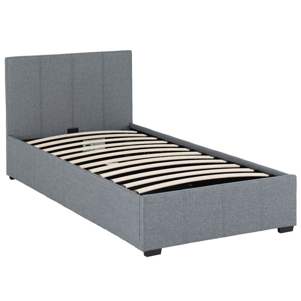 Westley Linen Fabric Ottoman Storage Single Bed in Grey
