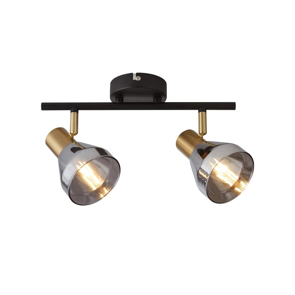 Read more about Westminister 2 light smoked glass spotlight in black and brass