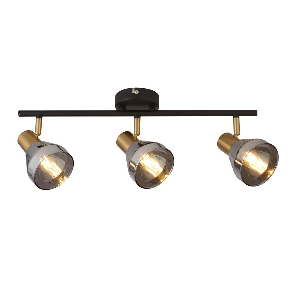 Read more about Westminister 3 light smoked glass spotlight in black and brass