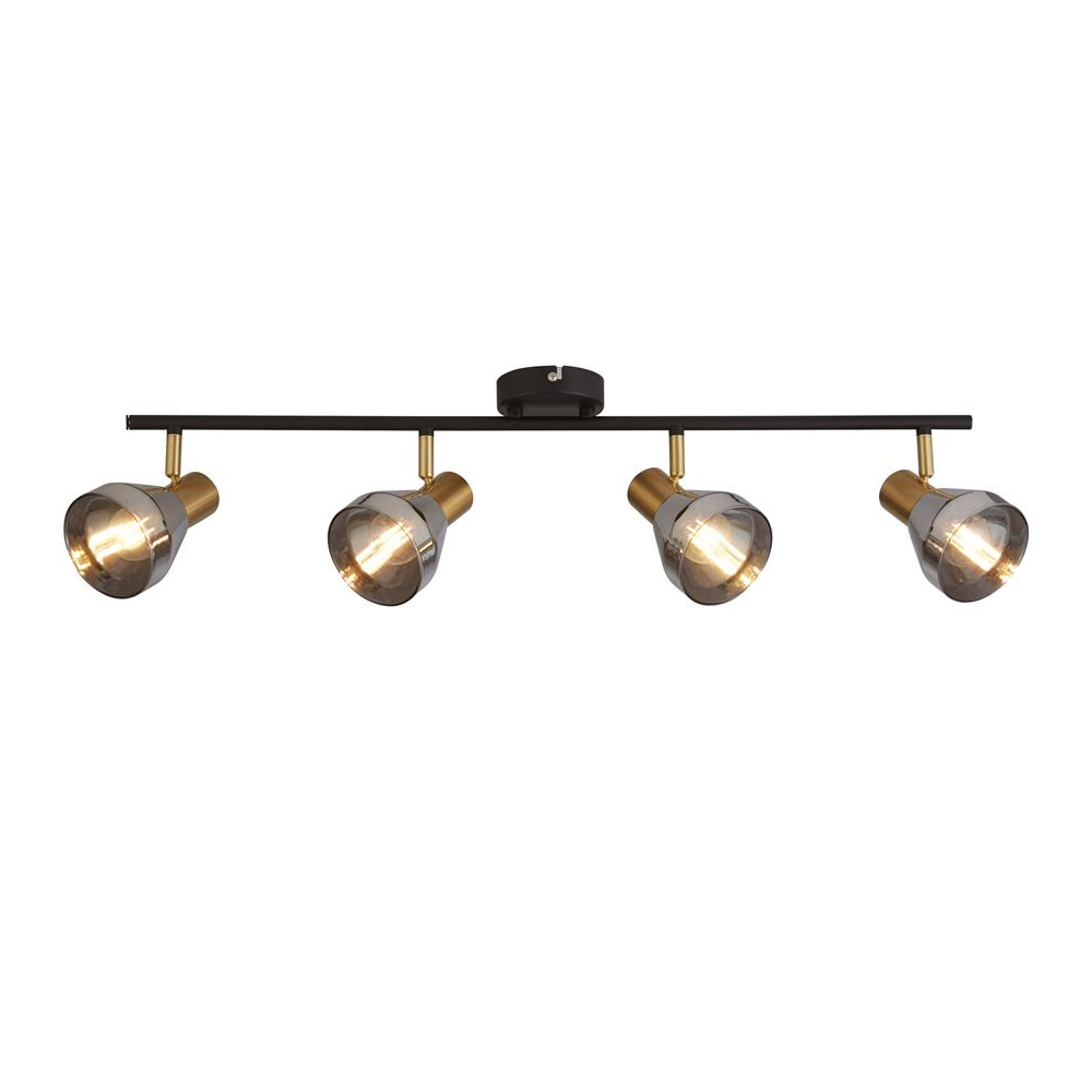 Read more about Westminister 4 light smoked glass spotlight in black and brass
