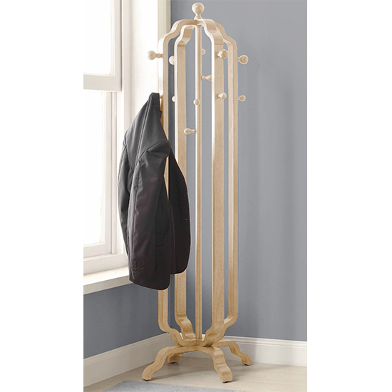 Westo Wooden Coat Stand In Oak With 12 Hooks_1