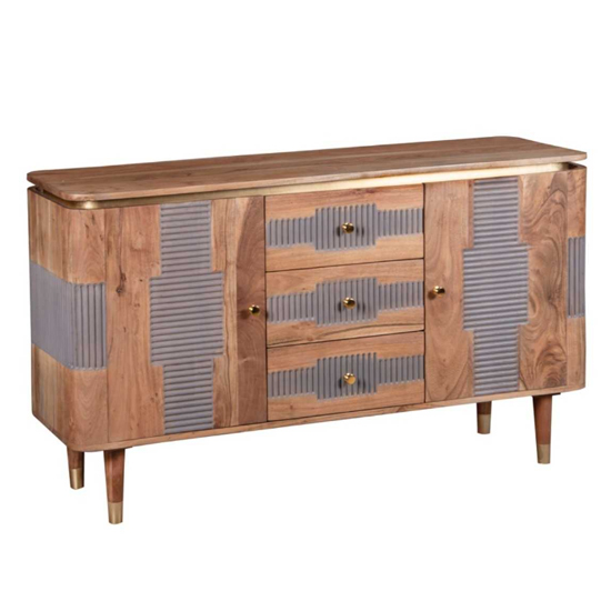 Weston Acacia Wood Sideboard 2 Doors 3 Drawers In Natural