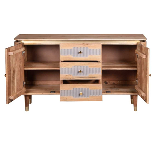 Weston Acacia Wood Sideboard 2 Doors 3 Drawers In Natural