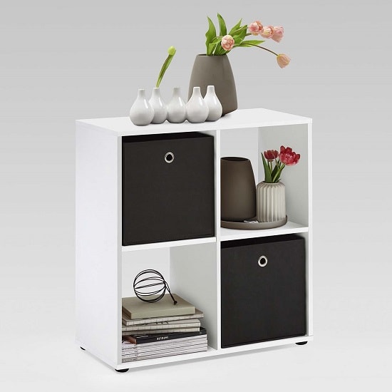 Westphalen Wooden Bookcase In White With 4 Compartments Sale