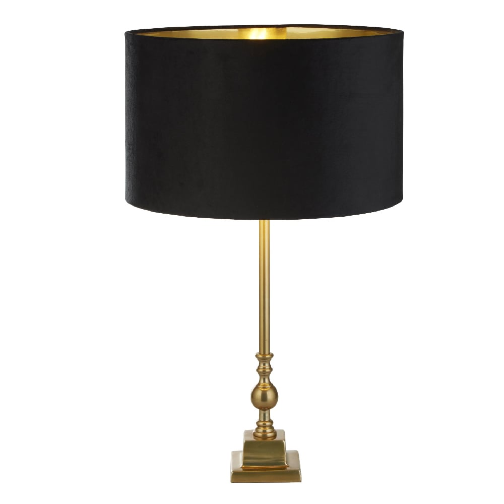 Read more about Whitby black velvet shade table lamp in antique brass