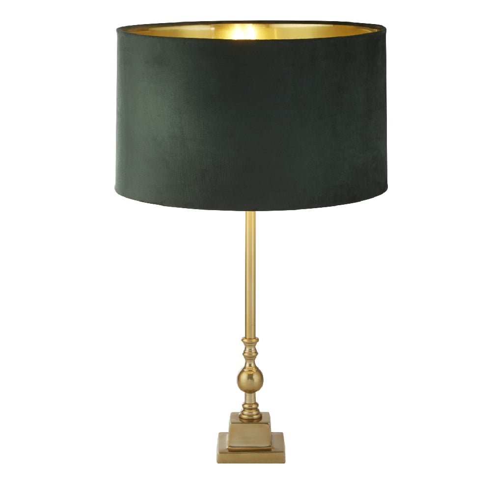 Read more about Whitby green velvet shade table lamp in antique brass