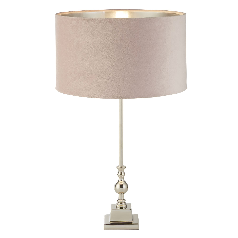 Read more about Whitby pink velvet shade table lamp in chrome