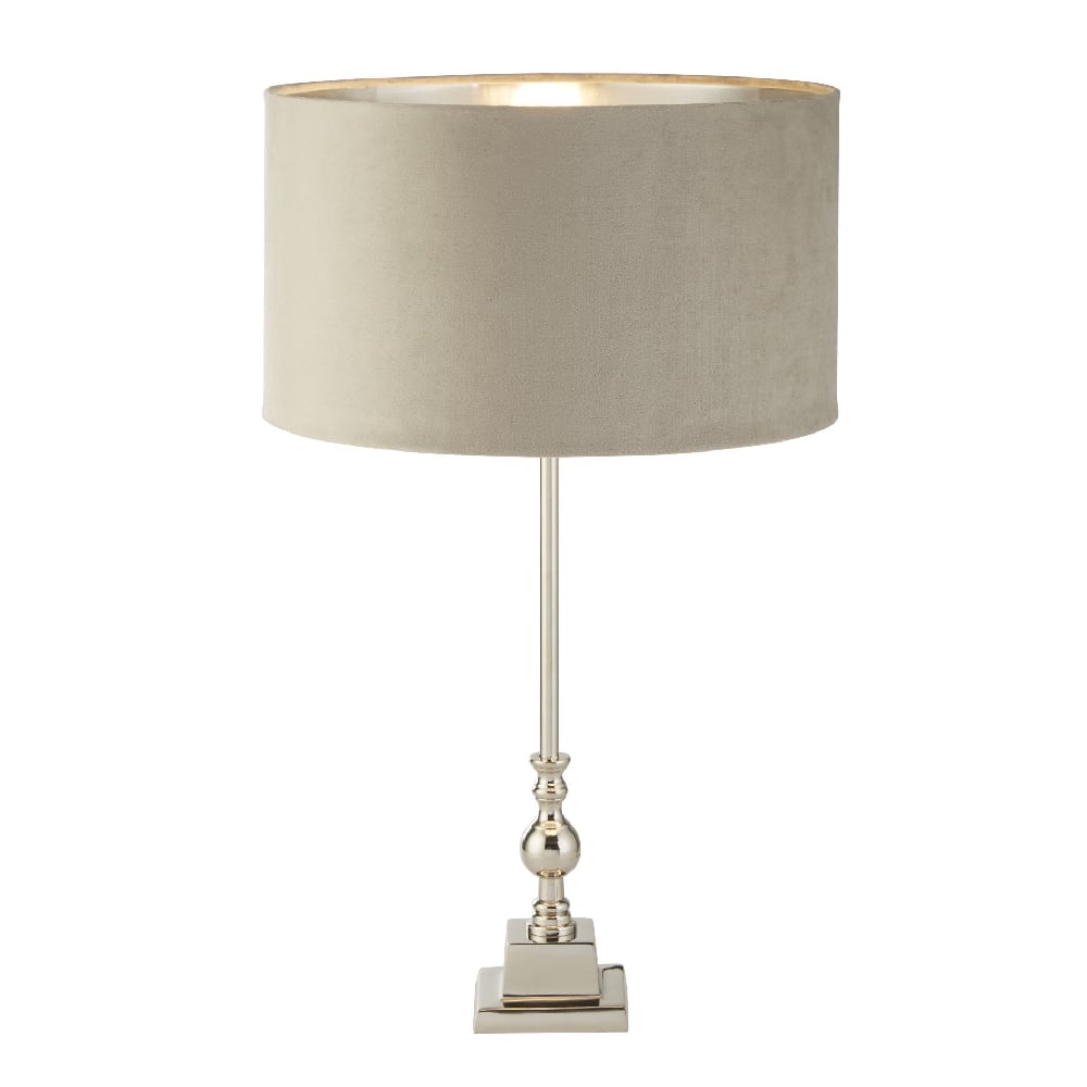 Read more about Whitby taupe velvet shade table lamp in chrome