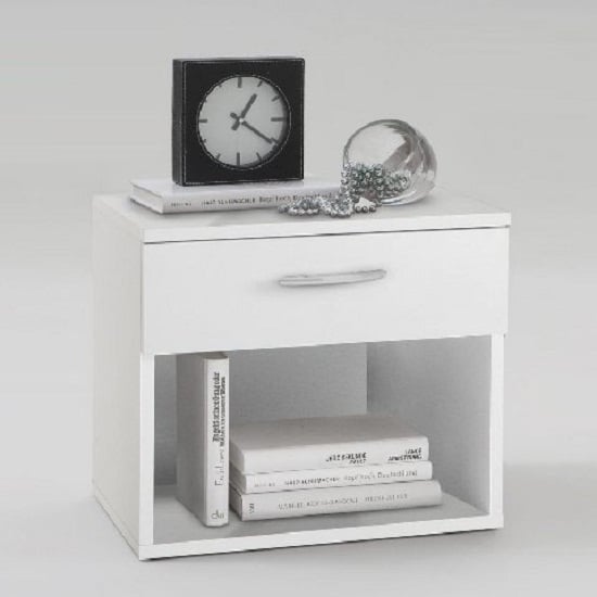 Jonny Bedside Cabinet In White With 1 Drawer 3776 Furniture