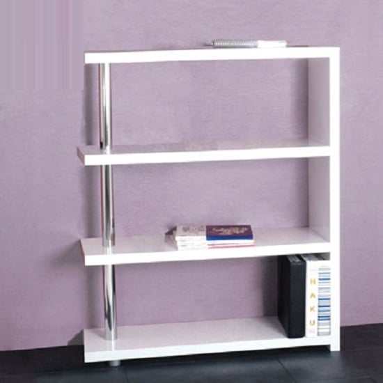 Roda 4 Tier Bookcase In White High Gloss Furniture In Fashion