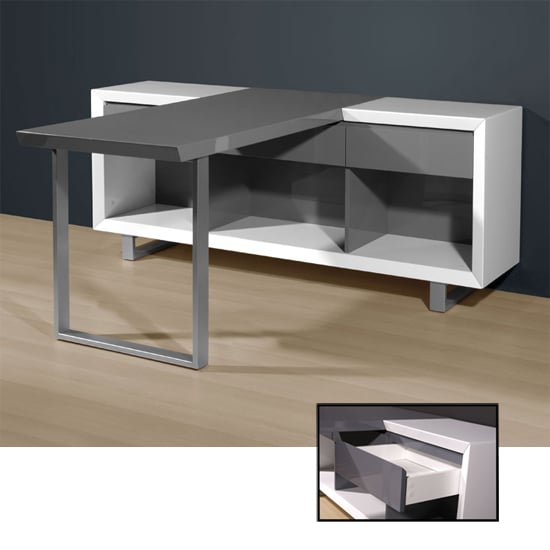 white grey gloss desk 4026 158 - Computer Desks For Multiple Monitors, Designs And Materials