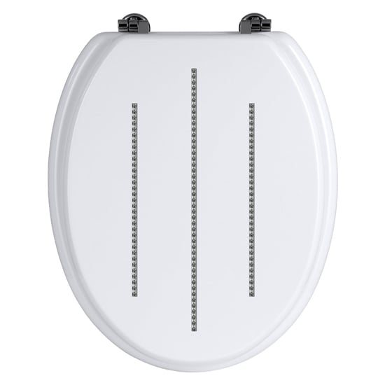 Product photograph of Diamante Toilet Seat In White from Furniture in Fashion