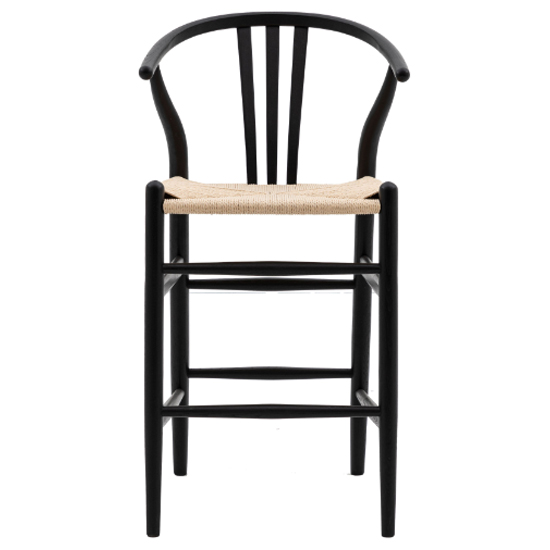 Whiten Black Wooden Bar Chairs In Pair