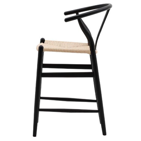 Whiten Black Wooden Bar Chairs In Pair