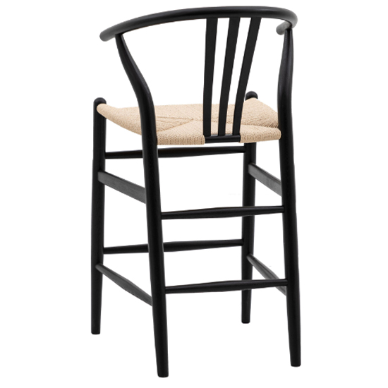 Whiten Black Wooden Bar Chairs In Pair