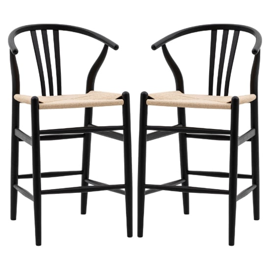 Photo of Whiten black wooden bar chairs in pair