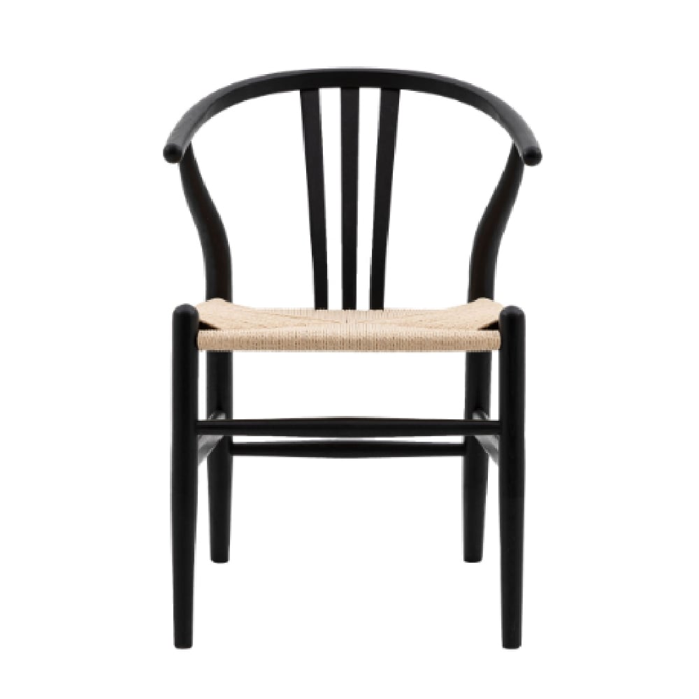 Whiten Black Wooden Dining Chairs In Pair