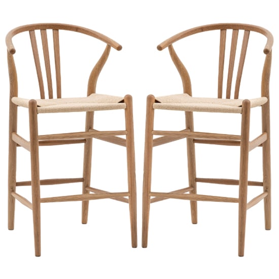 Read more about Whiten natural wooden bar chairs in pair